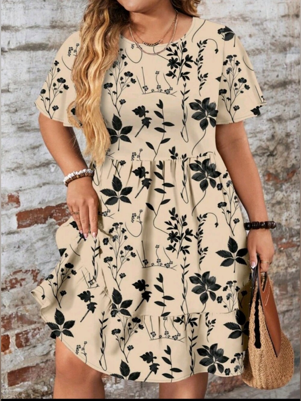 NWT Emery Rose Ditsy Floral  Boho Chic Short Sleeve Dress 0XL (12)